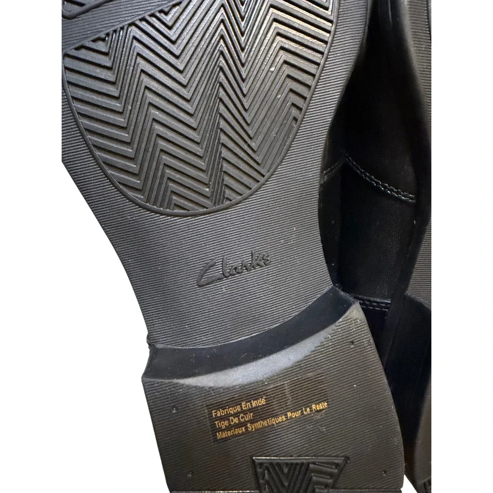 Clarks Collection Mens Black Leather Slip On Square Toe Dress Shoes 7.5M